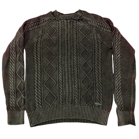 HUDSON Sweater Shirt Mens S Cable Knit Black Emo Cable Knit Grunge Alt Punk Goth - Picture 1 of 7